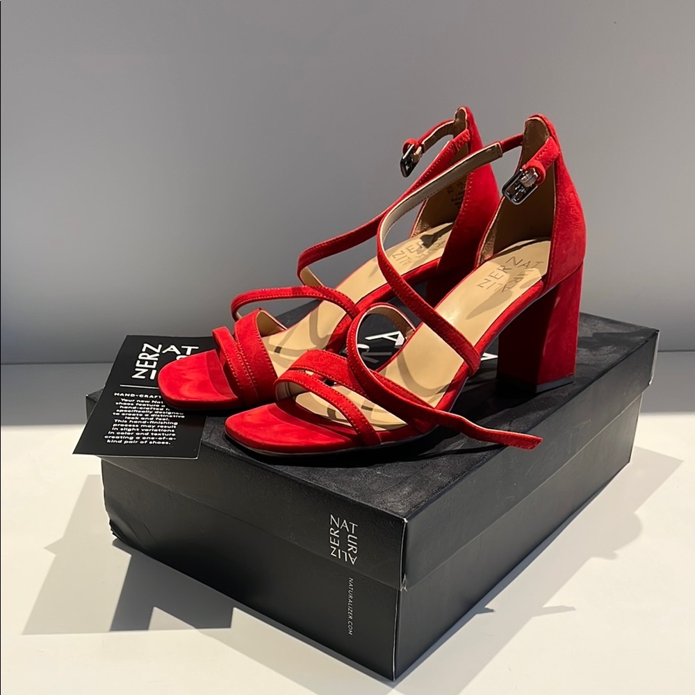 Naturalizer Red Block Heel Strappy Sandals